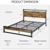 Full size Metal Wood Platform Bed Frame with Industrial Headboard