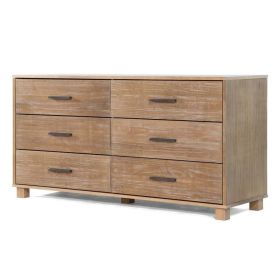 Modern Farmhouse 6 Drawer Double Dresser in Rustic Pine Finish