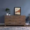 Modern Farmhouse 6 Drawer Double Dresser in Rustic Pine Finish