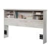 Full / Queen size Farmhouse Bookcase Headboard in Grey White Wood Finish