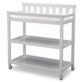 Modern White Baby's First Changing Table with Wheels