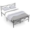 Full Size Modern Black Metal Platform Bed Frame with Headboard and Footboard