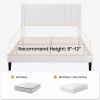 Full size White Velvet Upholstered Platform Bed Frame with Headboard