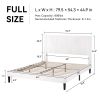 Full size White Velvet Upholstered Platform Bed Frame with Headboard