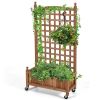 Raised Garden Bed Planter Box with Trellis on Wheels