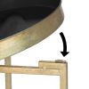 Gold Finish Metal End Table with Removable Black Tray Top