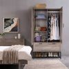 Modern 2-Door Bedroom Armoire Shoe Rack in Retro Grey