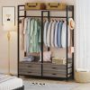 Modern Grey Black Garment Rack with Clothes Hanging Rod and 4 Storage Drawers