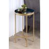 Metal Round End Table with Removable Navy Blue Tray Top