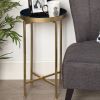 Metal Round End Table with Removable Navy Blue Tray Top