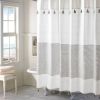 Grey and White Striped Shower Curtain with Tassels