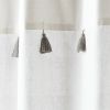 Grey and White Striped Shower Curtain with Tassels