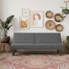 Grey Modern Upholstered Microfiber Adjustable Futon Sleeper Sofa