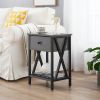 Rustic Nightstand in Grey and Black Wood Finish