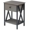 Rustic Nightstand in Grey and Black Wood Finish