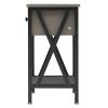 Rustic Nightstand in Grey and Black Wood Finish