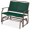 Patio Loveseat Swing Glider Rocker with Armrests in Hunter Green