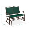 Patio Loveseat Swing Glider Rocker with Armrests in Hunter Green