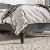 Full Size Grey Linen Blend Upholstered Platform Bed with Wingback Headboard