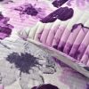 King size Purple Grey Flowers Lightweight Polyester Microfiber Quilt Set