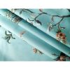 Floral Tree Bird Butterfly Japanese Style Shower Curtain in Teal Blue Green