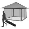 Grey 13 x 13 Ft Canopy w/ Mesh Mosquito Netting Sidewalls