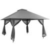 Grey 13 x 13 Ft Canopy w/ Mesh Mosquito Netting Sidewalls