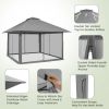 Grey 13 x 13 Ft Canopy w/ Mesh Mosquito Netting Sidewalls