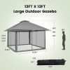 Grey 13 x 13 Ft Canopy w/ Mesh Mosquito Netting Sidewalls