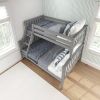 Twin over Full size Solid Wood Bunk Bed in Grey Finish