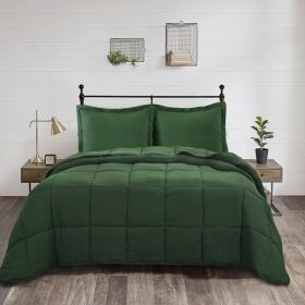 Twin Size Green 3 Piece Microfiber Reversible Comforter Set