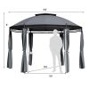 Circular Dome Gazebo Canopy with Privacy Curtain in Grey