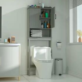 Over the Toilet Bathroom Storage Cabinet in Grey Wood Finish