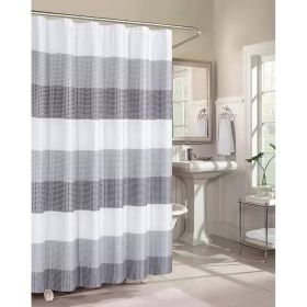 Grey White Striped Luxurious Textured Shower Curtain