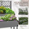 2 Tier Self Draining Grey Garden Bed Planter Box with Trellis