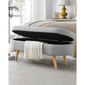 Modern Boho Style Grey Linen Bedroom Storage Bench