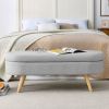 Modern Boho Style Grey Linen Bedroom Storage Bench