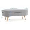 Modern Boho Style Grey Linen Bedroom Storage Bench