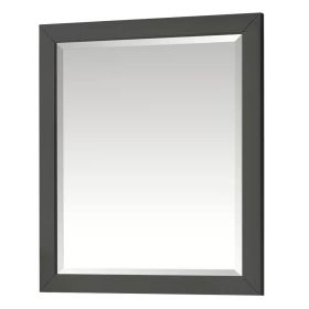 32-in x 28-in Bathroom Wall Mirror with Grey Solid Wood Frame