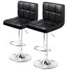 Black Faux Leather Barstool with Low Back Swivel Seat