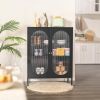 2-Door Sideboard Accent Table Liquor Cabinet in Black