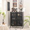 2-Door Sideboard Accent Table Liquor Cabinet in Black