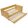 Twin Daybed with Roll Out Trundle in Light Yellow Brown