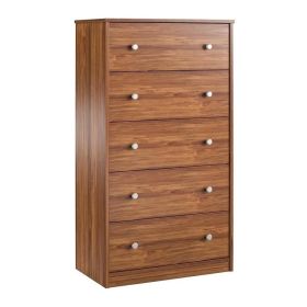 Modern 5-Drawer Bedroom Dresser in Rustic Brown Wood Finish