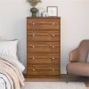 Modern 5-Drawer Bedroom Dresser in Rustic Brown Wood Finish