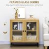 Modern Glass Door Sideboard Storage Cabinet in Oak