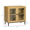 Modern Glass Door Sideboard Storage Cabinet in Oak