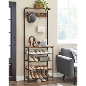 Modern Entryway Coat and Shoe Rack with 4 Shelves