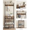 Modern Entryway Coat and Shoe Rack with 4 Shelves