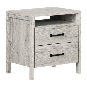 Modern Washed Pine 2 Drawer Nightstand